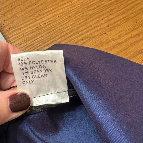 Tadashi Shoji Iridescent Blue Twist Front Peplum Faux Wrap Collar Blouse 12 NWT - Picture 4 of 4